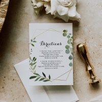 Geometric Gold Tropical Green Wedding Directions