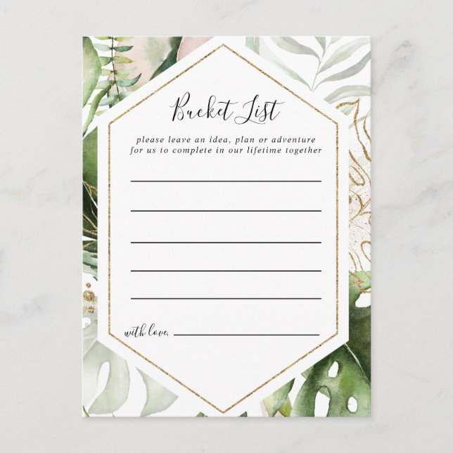 Geometric Gold Tropical Greenery Bucket List Cards (Front)