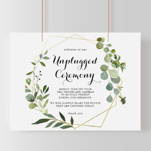 Geometric Gold Tropical Unplugged Ceremony Sign