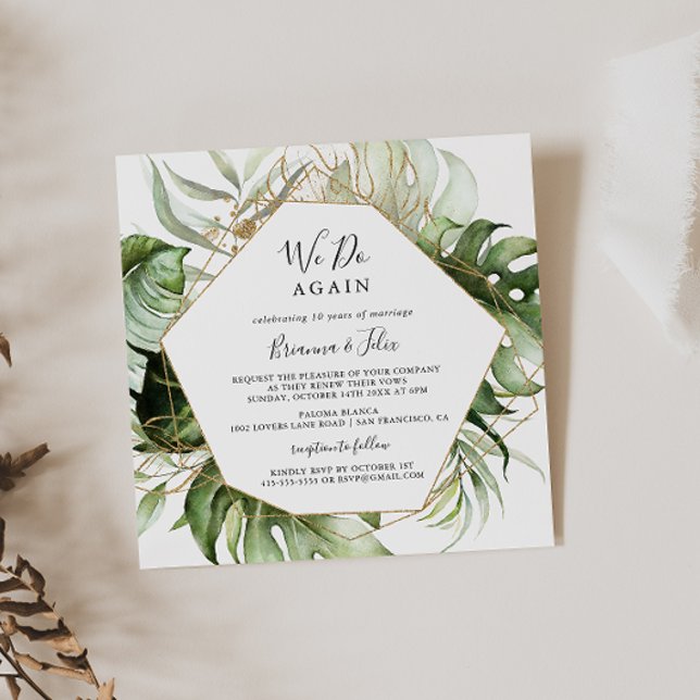 Geometric Gold Tropical We Do Again Vow Renewal Invitation (Creator Uploaded)