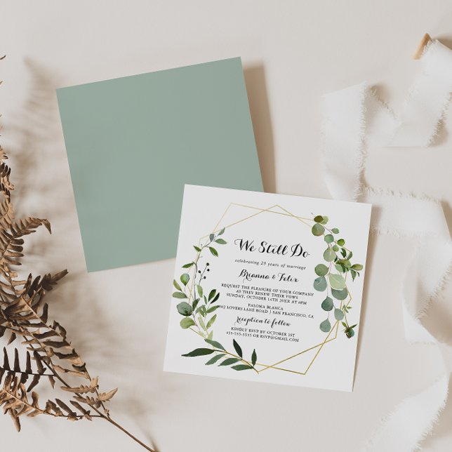 Geometric Gold Tropical We Still Do Vow Renewal Invitation (Creator Uploaded)