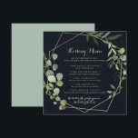 Geometric Gold Wedding Kissing Menu Game Card<br><div class="desc">This geometric gold wedding kissing menu game card is perfect for a simple wedding reception. The design features hand-painted beautiful green leaves in a dark blue background,  adorning a gold geometric frame.</div>