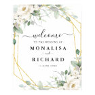 geometric gold white floral wedding sign