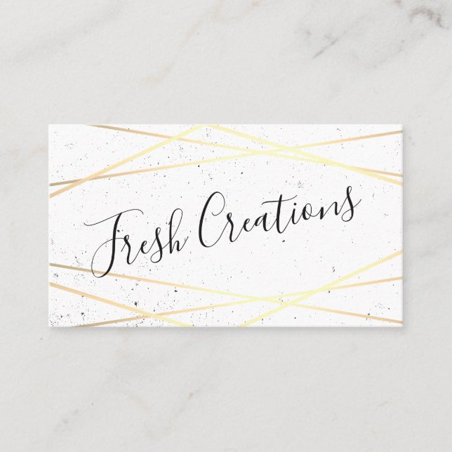 Geometric Gold White Foil Shine Business Card (Front)