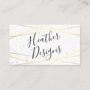 Geometric Gold White Foil Shine Business Card