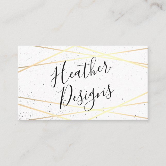 Geometric Gold White Foil Shine Business Card (Front)