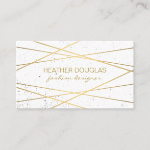 Geometric Gold White Foil Shine / Speckled Business Card