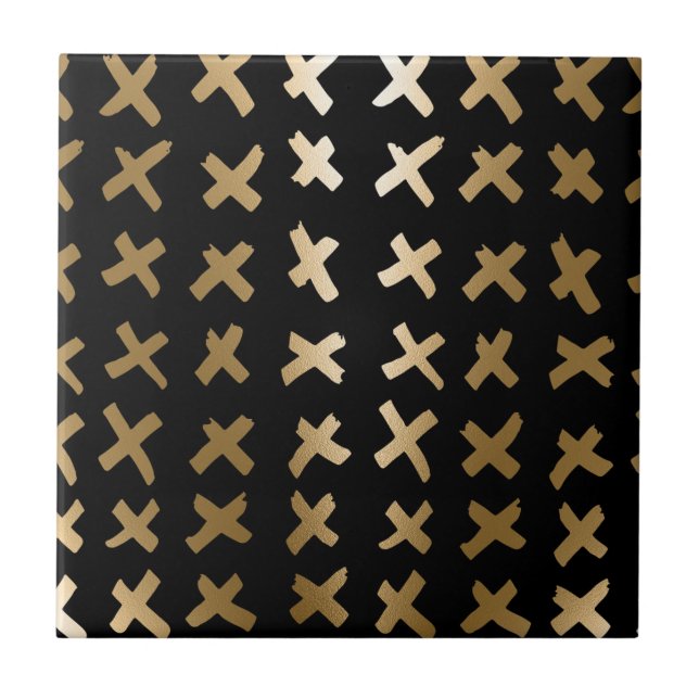 Geometric Golden Abstract Tile (Front)