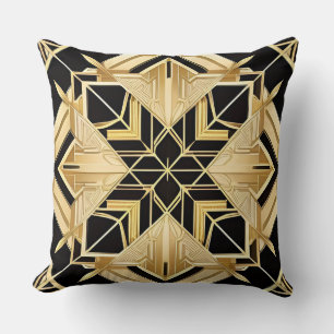 Geometric Golden Art Deco Pattern Cushion