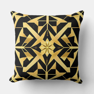 Geometric Golden Art Deco Pattern Cushion