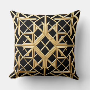 Geometric Golden Art Deco Pattern Cushion