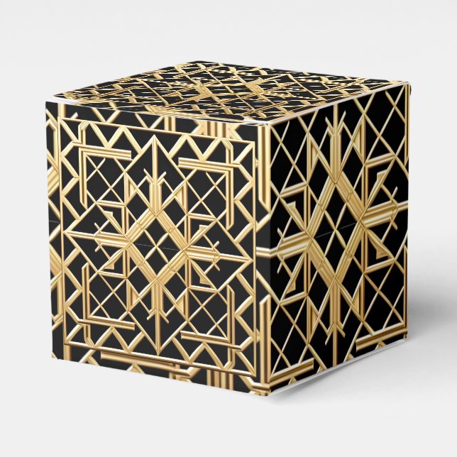Geometric Golden Art Deco Pattern Favour Box (Front Side)