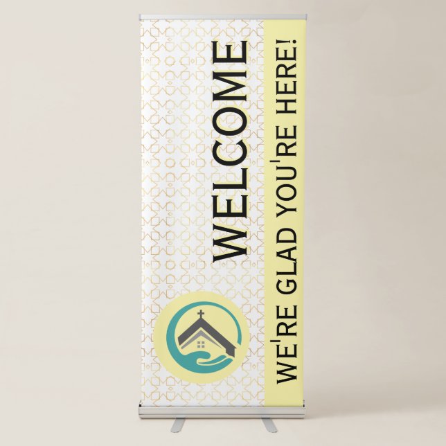 Geometric Golden Church Welcome Retractable Banner (Front)