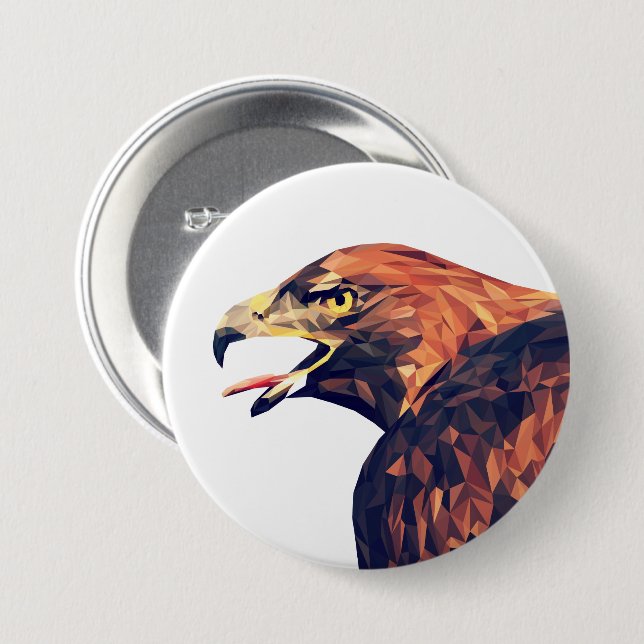 Geometric Golden Eagle 7.5 Cm Round Badge (Front & Back)