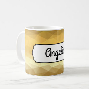 Geometric golden effect personalised name mug