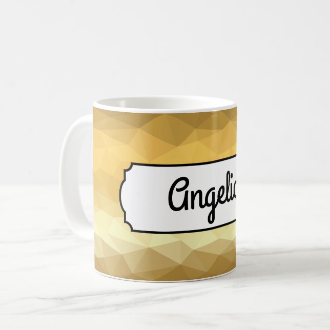 Geometric golden effect personalised name mug (Front Left)