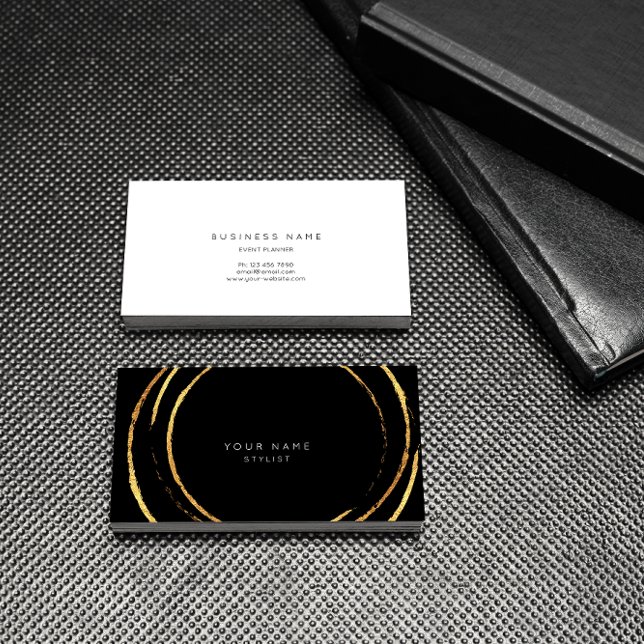 Geometric Golden Foil Circles Black Vip Business Card (Creator Uploaded)