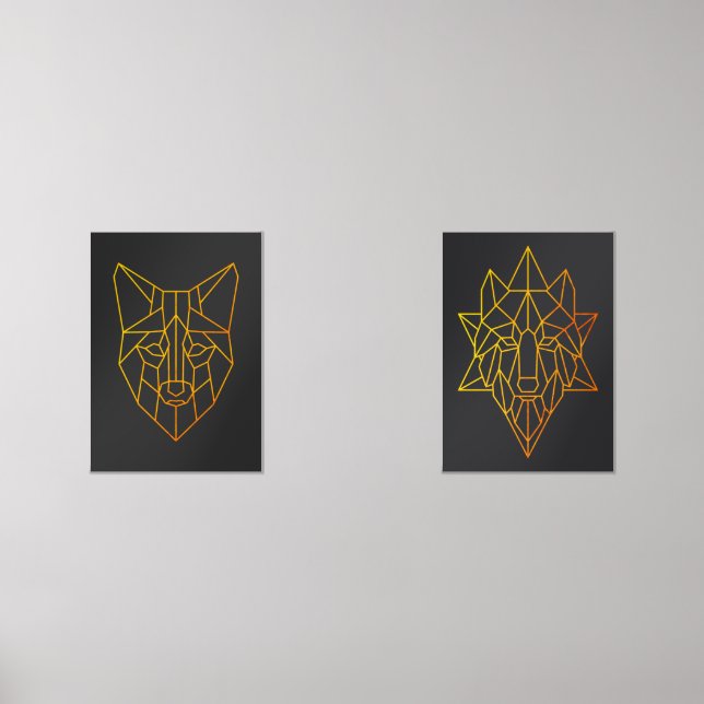 Geometric golden fox and wolf animal wildlife art (Front)
