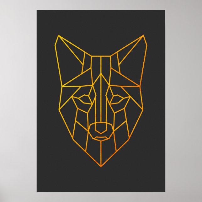Geometric golden fox animal modern wildlife art poster (Front)