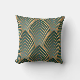 Geometric golden-green: vintage seamless pattern. cushion