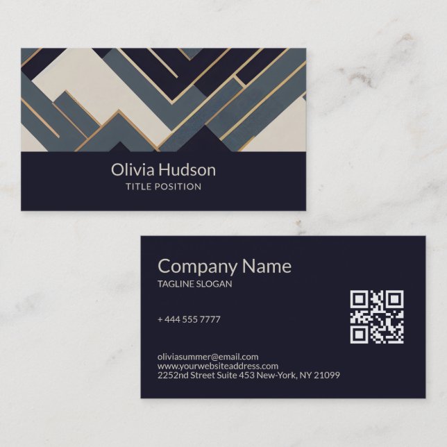 Geometric Golden illustration Business Card (Front/Back)