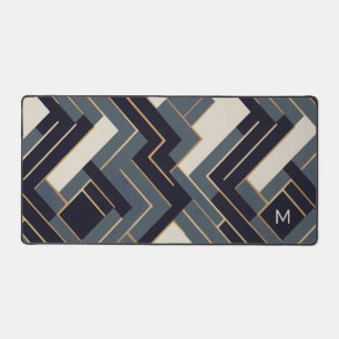 Geometric Golden illustration Desk Mat