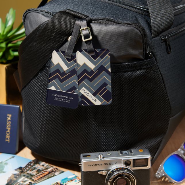 Geometric Golden illustration Luggage Tag (Front & Back)