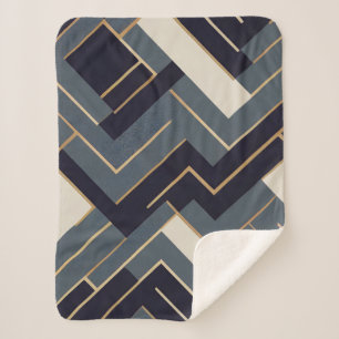 Geometric Golden illustration Sherpa Blanket