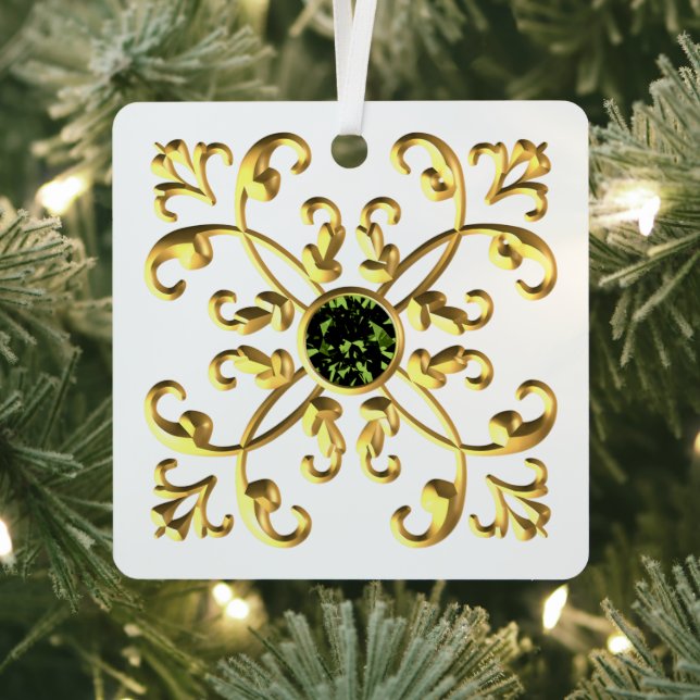 Geometric Grace: Square Metal Ornament  (Insitu)