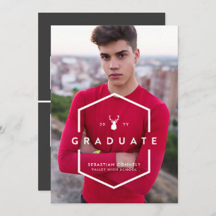 Geometric Grad Light Photo Graduation Announcement