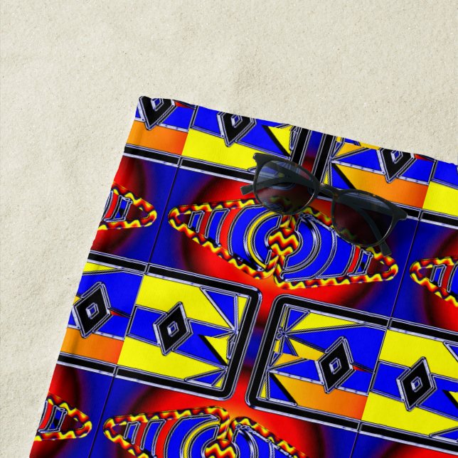 Geometric Gradient Pattern Beach Towel (In Situ)