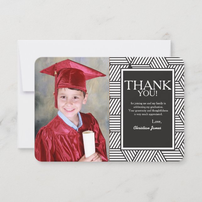 Geometric Graduation Photo Thank You Card (Front)