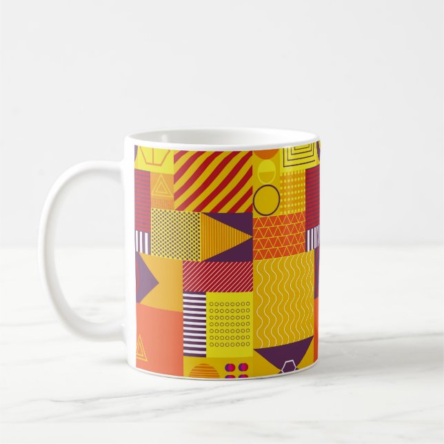 geometric graphic abstract background, vintage ill coffee mug (Left)