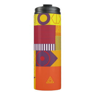 geometric graphic abstract background, vintage ill thermal tumbler