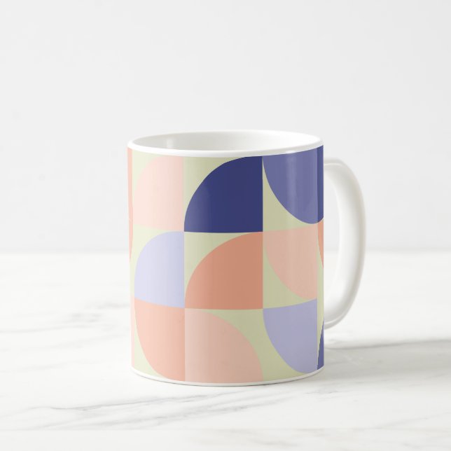 Geometric Graphic Design Shapes | Purple and Coral Coffee Mug (Front Right)