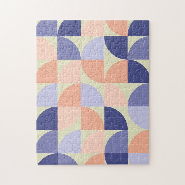 Geometric Graphic Design Shapes | Purple and Coral Jigsaw Puzzle (Vertical)