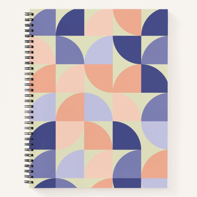 Geometric Graphic Design Shapes | Purple and Coral Notebook (Front)
