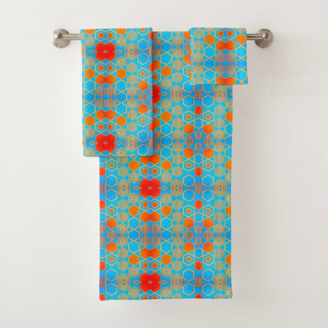 Geometric Graphic Motif Modern Trend Bath Towel Set (Insitu)