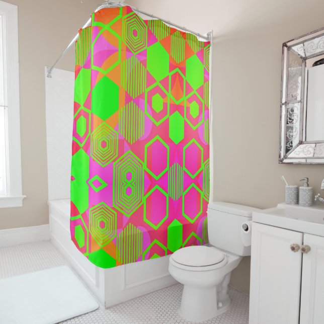 Geometric Graphic Motif Modern Trend Shower Curtain (In Situ)