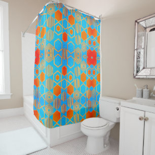 Geometric Graphic Motif Modern Trend Shower Curtain