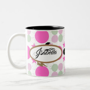 Geometric graphic power girl Two-Tone coffee mug