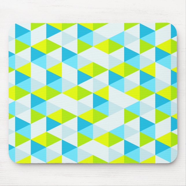 Geometric Green and Blue Triangles Modern Pattern Mouse Mat (Front)