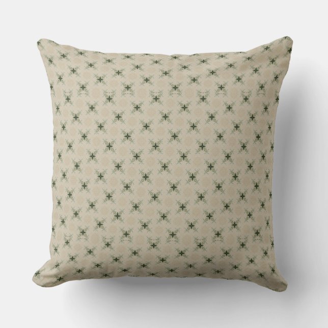 Geometric green and tan 20 inch throw pillow. cushion (Front)
