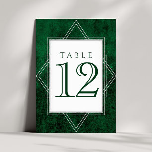 Geometric Green Art Deco Modern Wedding Table Number