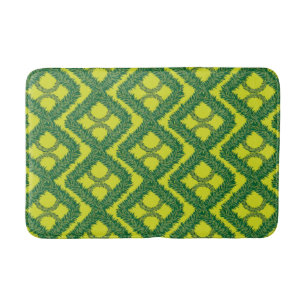 Geometric Green Garland Squares holiday pattern Bath Mat