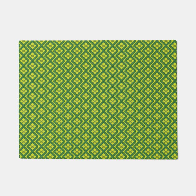 Geometric Green Garland Squares holiday pattern Doormat (Front)