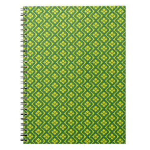 Geometric Green Garland Squares holiday pattern Notebook