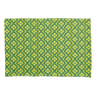 Geometric Green Garland Squares holiday pattern Pillowcase