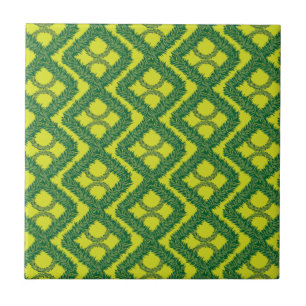 Geometric Green Garland Squares holiday pattern Tile