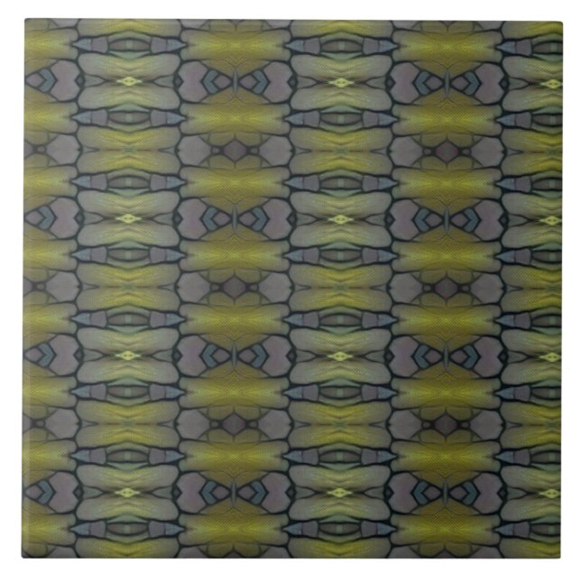 Geometric green grass moss leaves tile (Front)